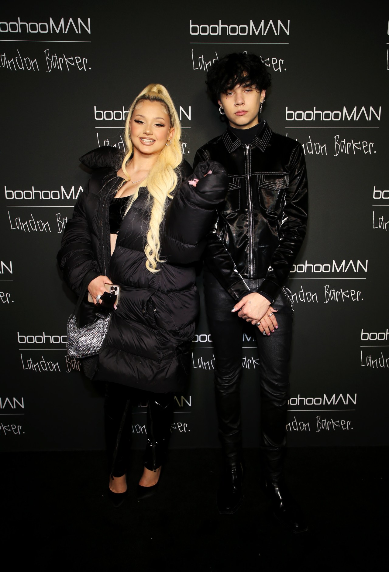 Alabama Barker and Landon Barker posing together at the boohooMAN x Landon Barker launch party in Los Angeles