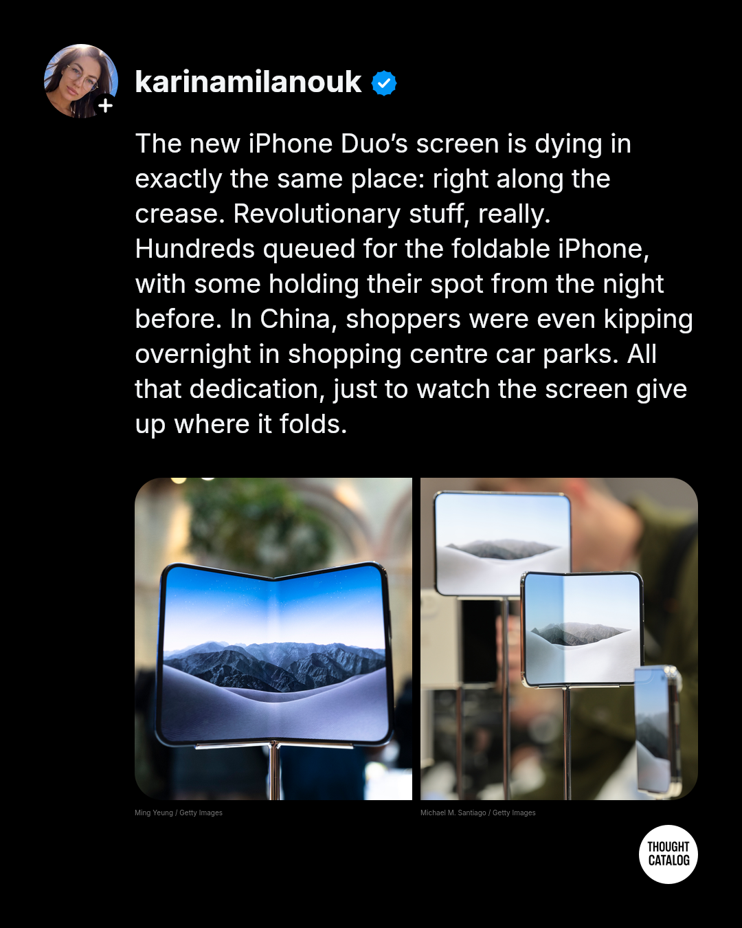 Apple iPhone Duo foldable smartphone on display