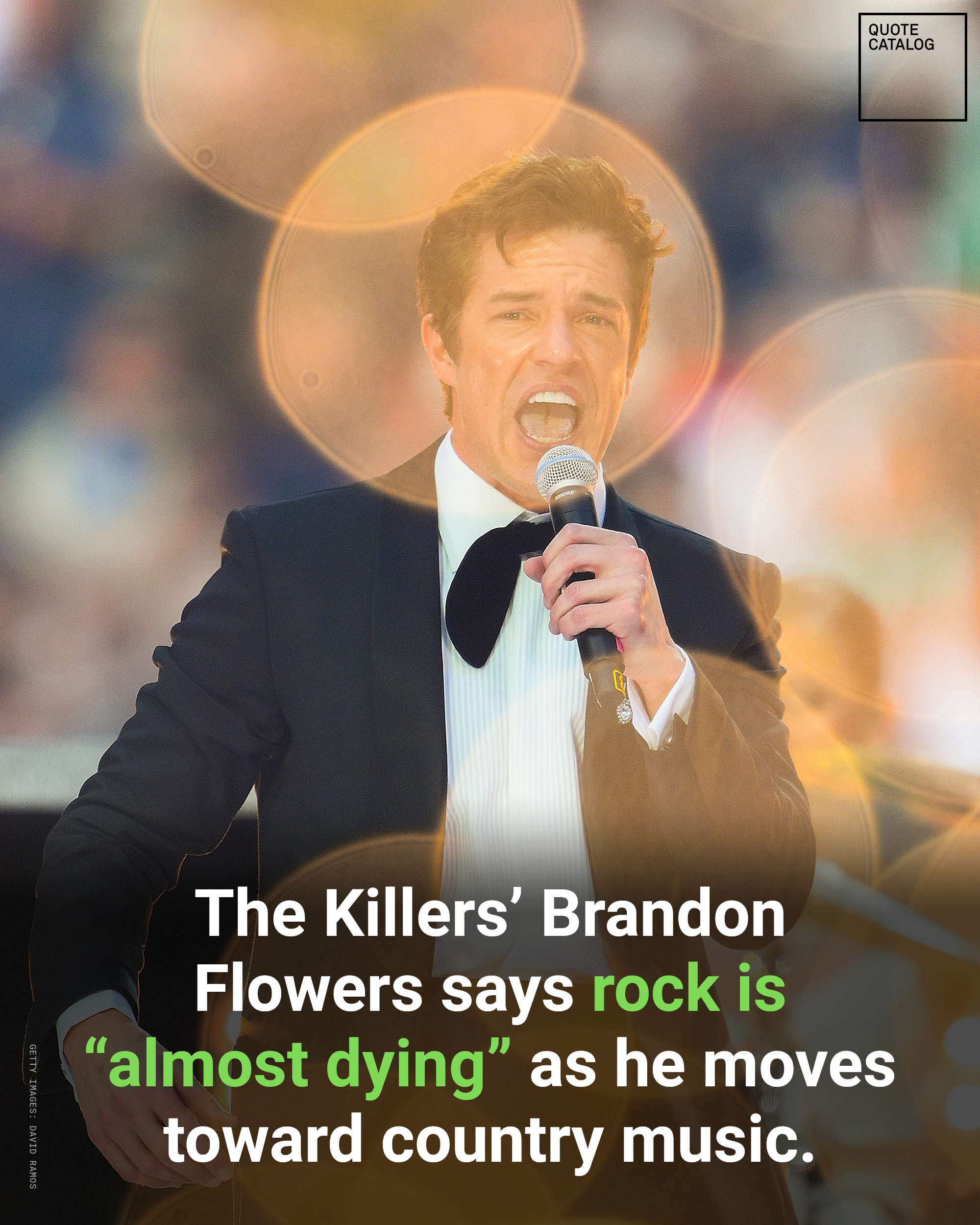 Brandon Flowers of The Killers performing on stage