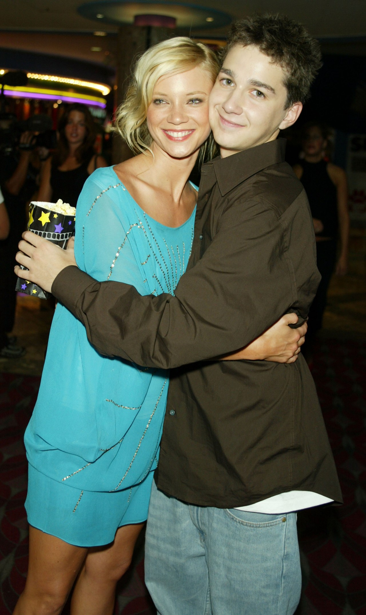 Shia LaBeouf and Amy Smart at the premiere of The Battle of Shaker Heights at Universal CityWalk in 2003