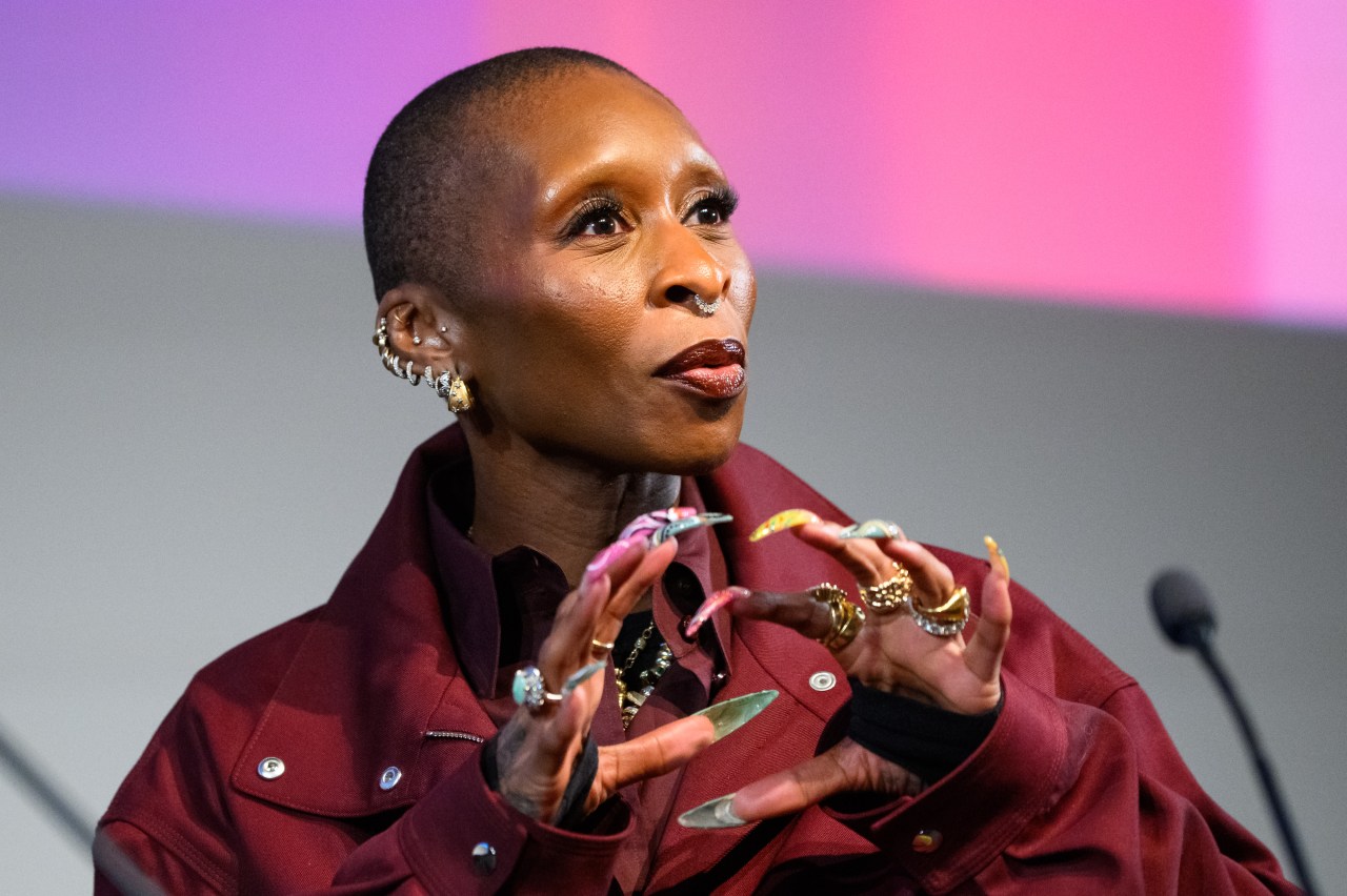 Cynthia Erivo speaking onstage at BFI Southbank during the 70th BFI London Film Festival