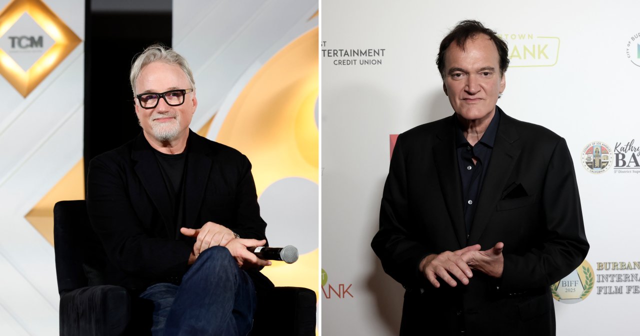 David Fincher speaking onstage at the TCL Chinese Theatre during the 2024 TCM Classic Film Festival