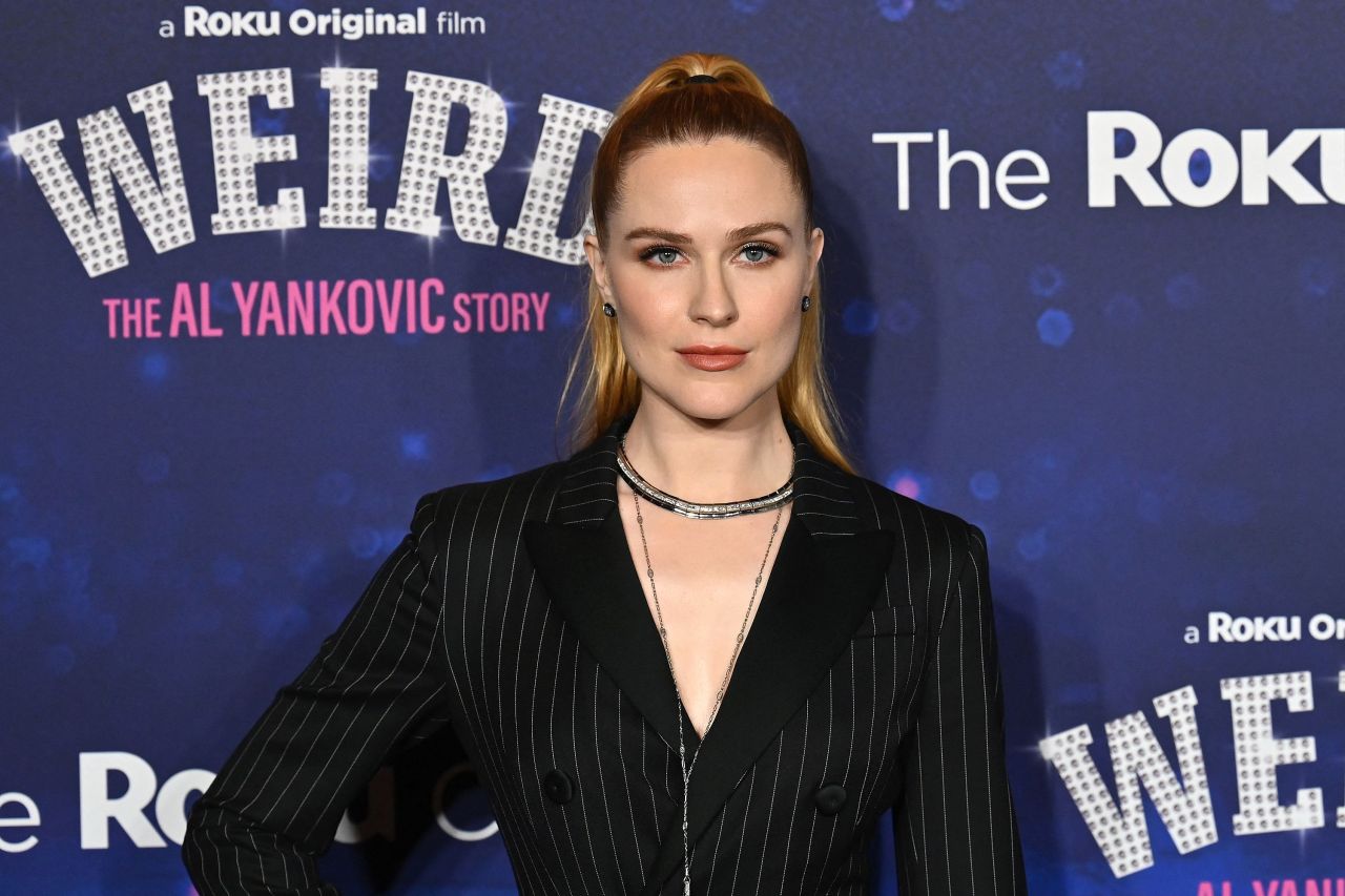 Evan Rachel Wood at the premiere of Weird: The Al Yankovic Story at Alamo Drafthouse Cinema in Brooklyn, NY