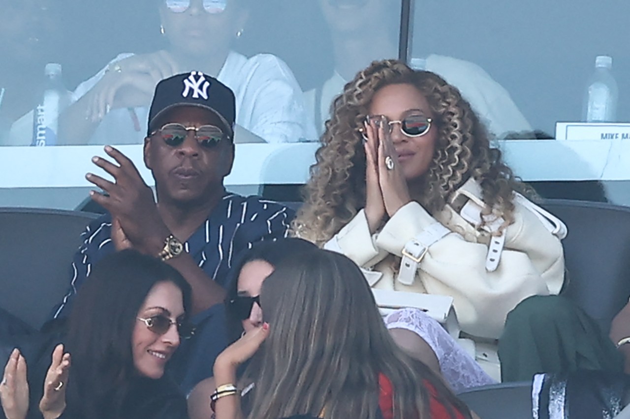 Jay-Z and Beyoncé seated together at the 2026 FIFA World Cup final at MetLife Stadium in East Rutherford, NJ