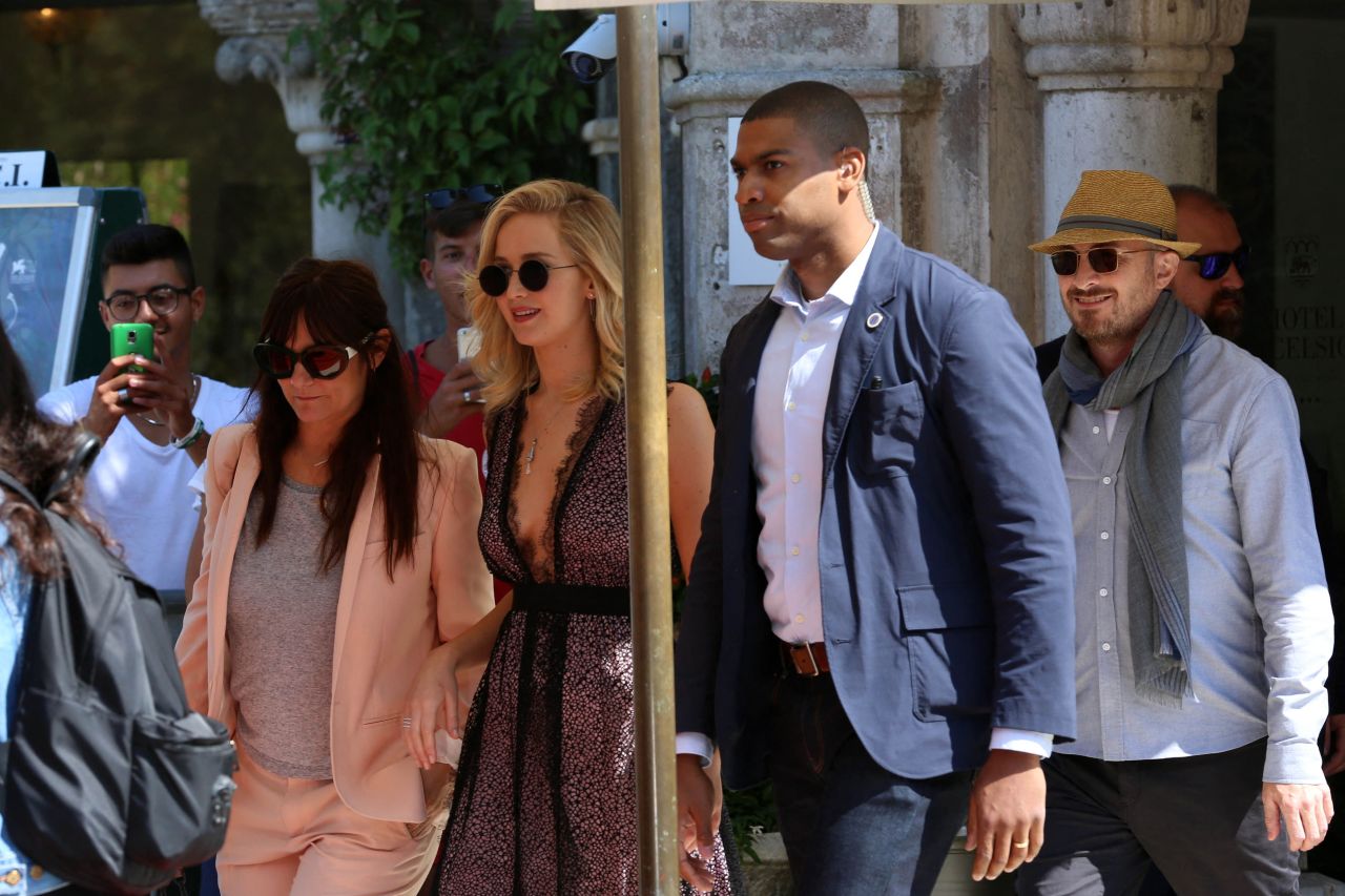 Venice Film Festival Jennifer Lawrence arrives at the Excelsior Hotel's boat