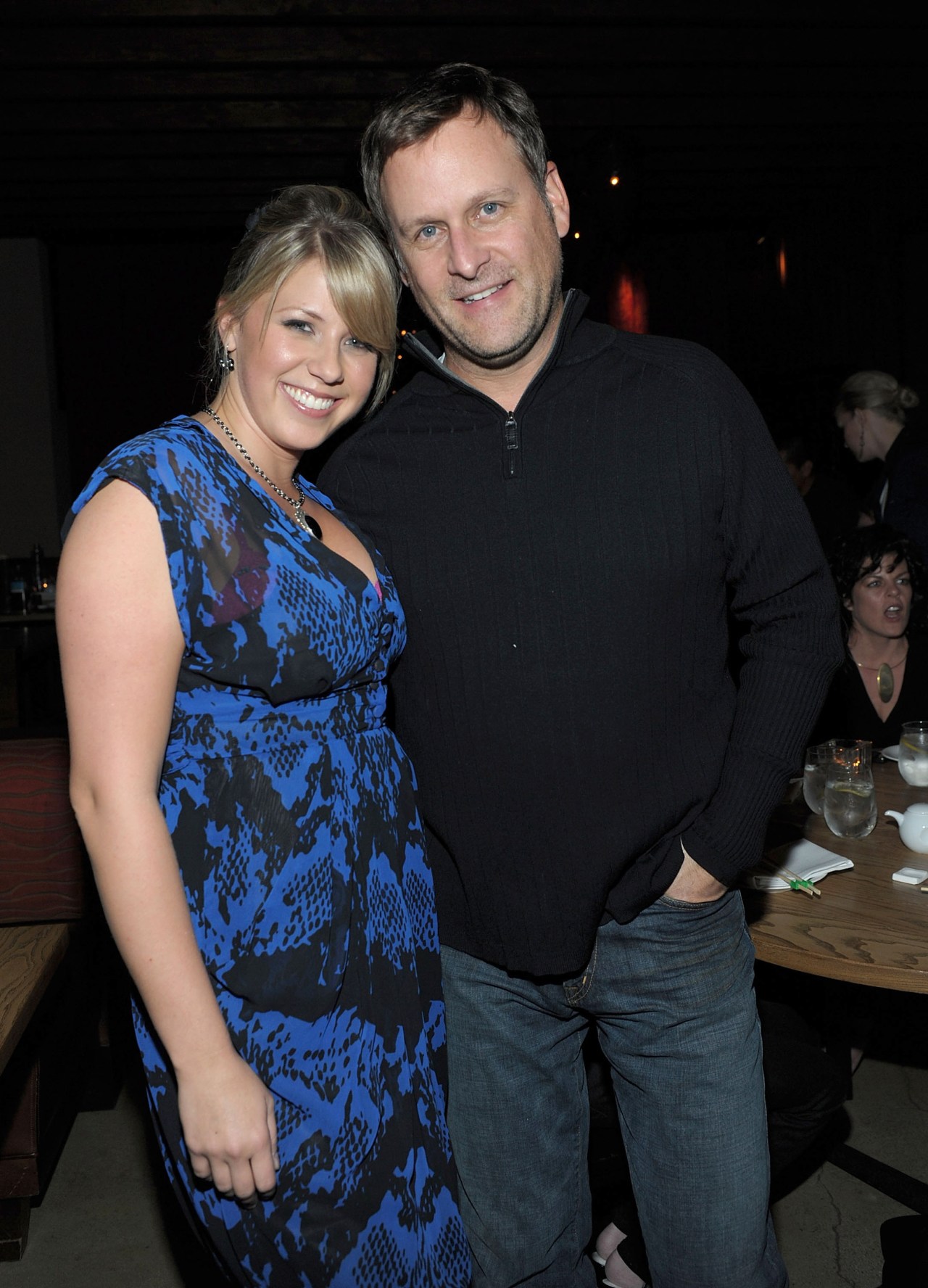 Jodie Sweetin and Dave Coulier smiling together at the unSweetined book party at Nobu in Los Angeles