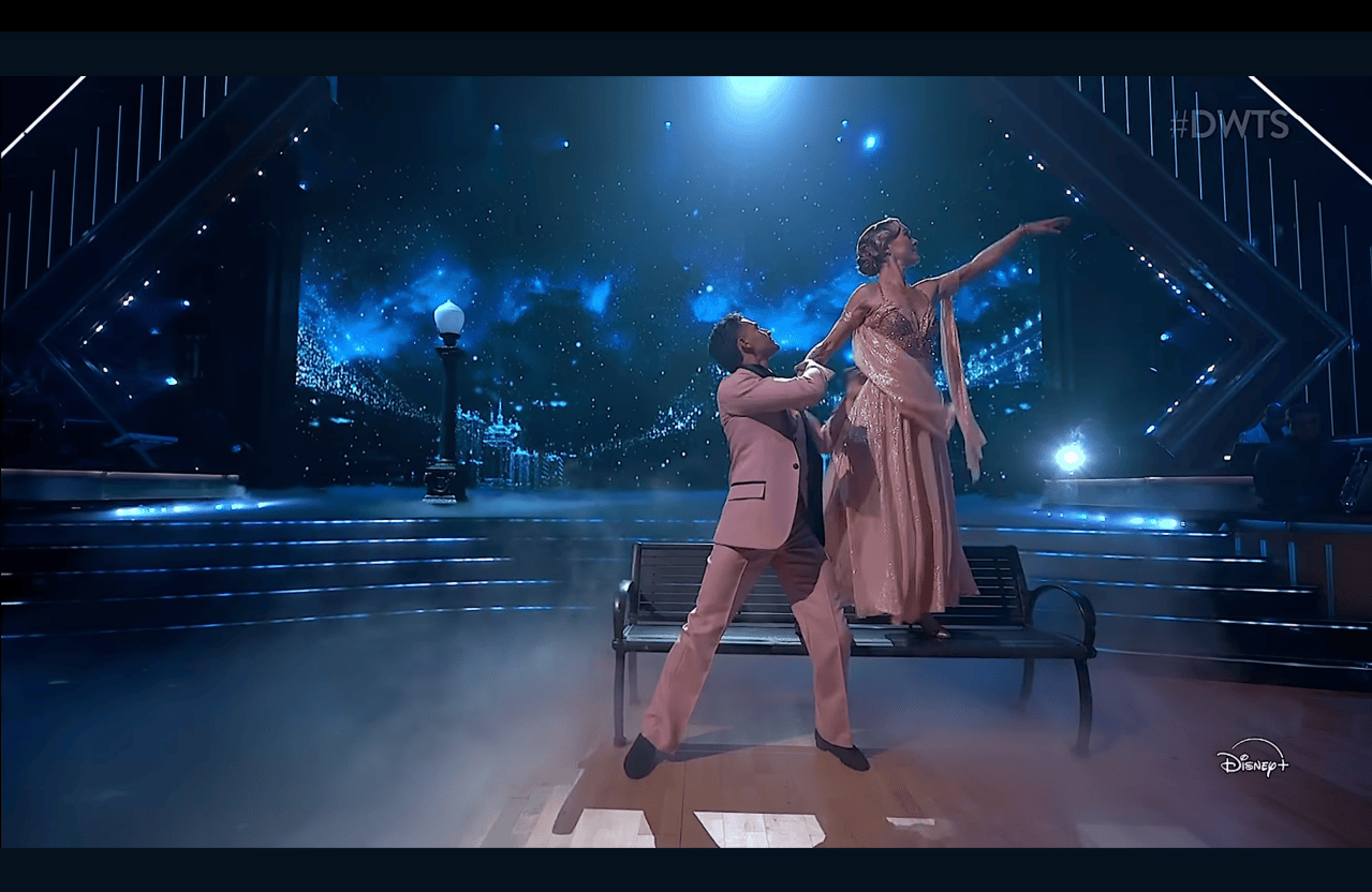 Julia Stiles performing on Dancing With the Stars