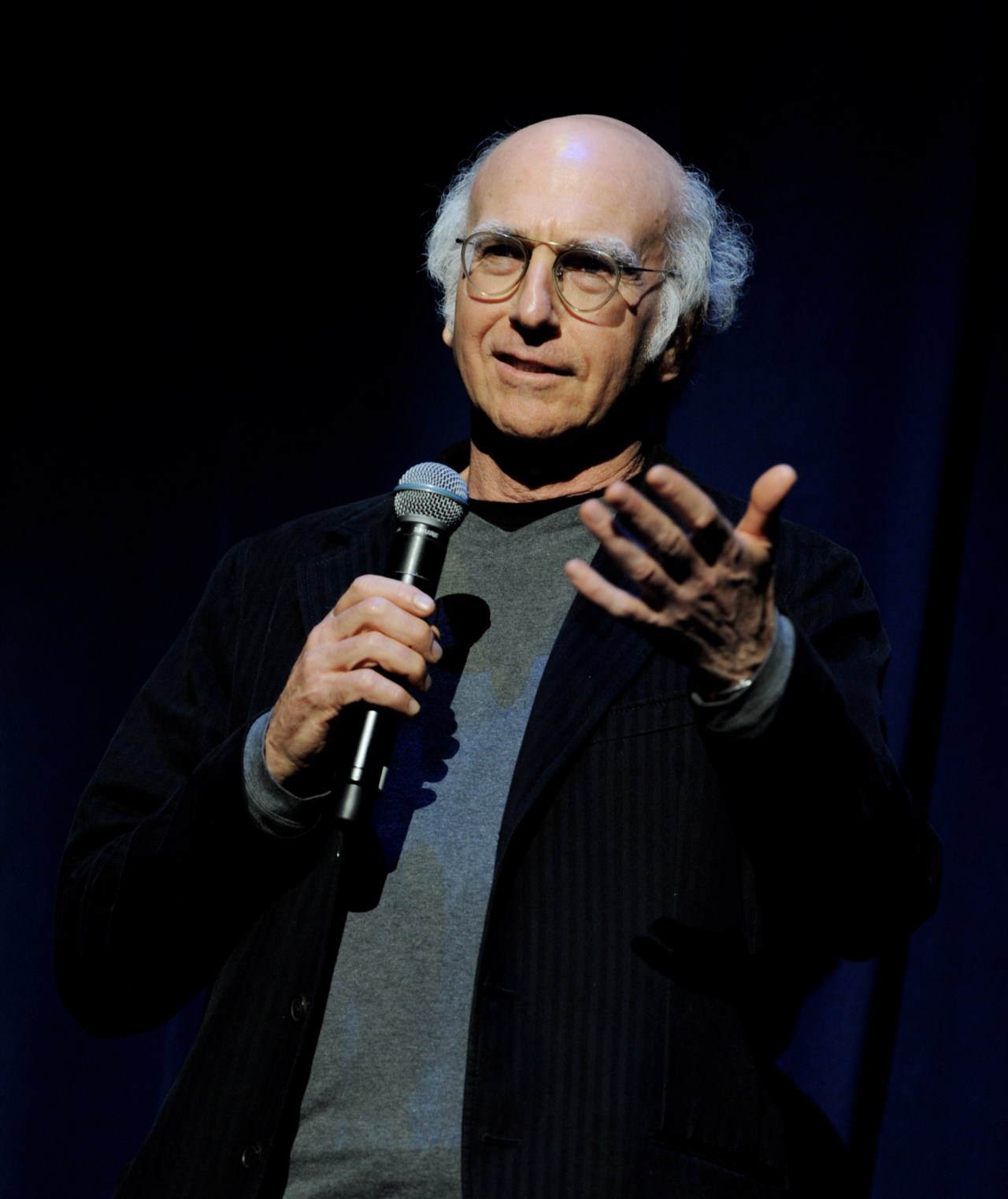 Larry David performing onstage at L.A. Live's Nokia Theater in Los Angeles in 2010