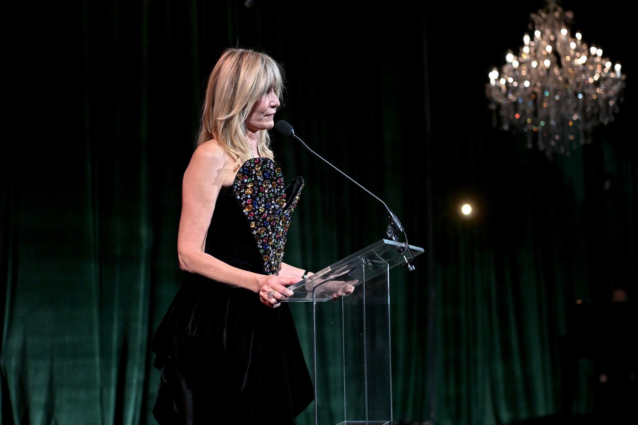 Laura Dern speaking onstage at the 2026 Albies at the Natural History Museum in London