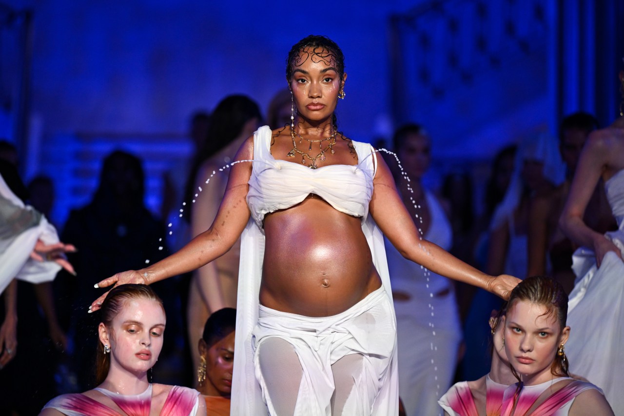 Leigh-Anne Pinnock walking the runway at the Di Petsa show during London Fashion Week 2026