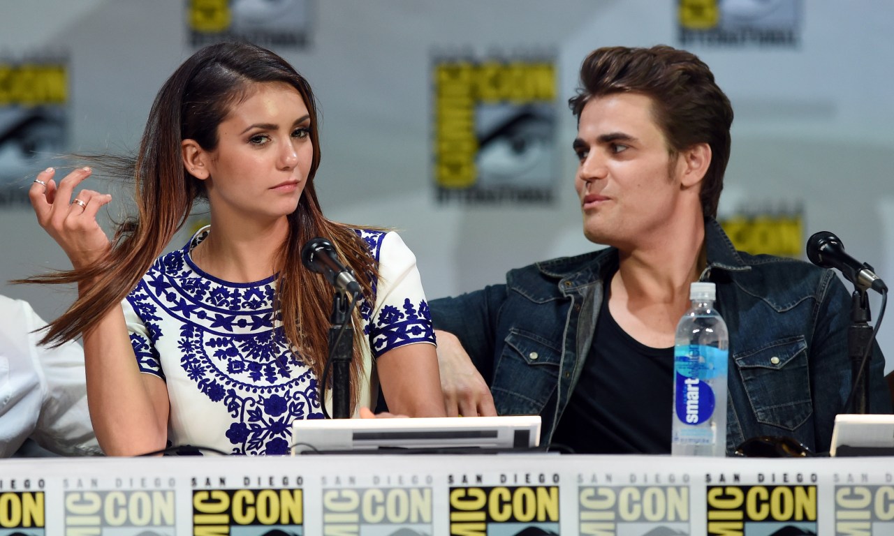 Nina Dobrev and Paul Wesley at The Vampire Diaries panel at Comic-Con International 2014 in San Diego