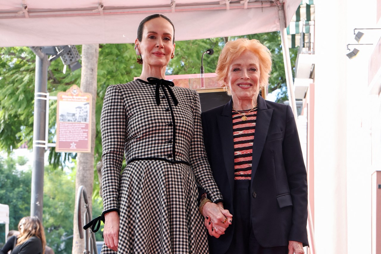 Sarah Paulson and Holland Taylor at Paulson's Hollywood Walk of Fame Star ceremony in Hollywood, California