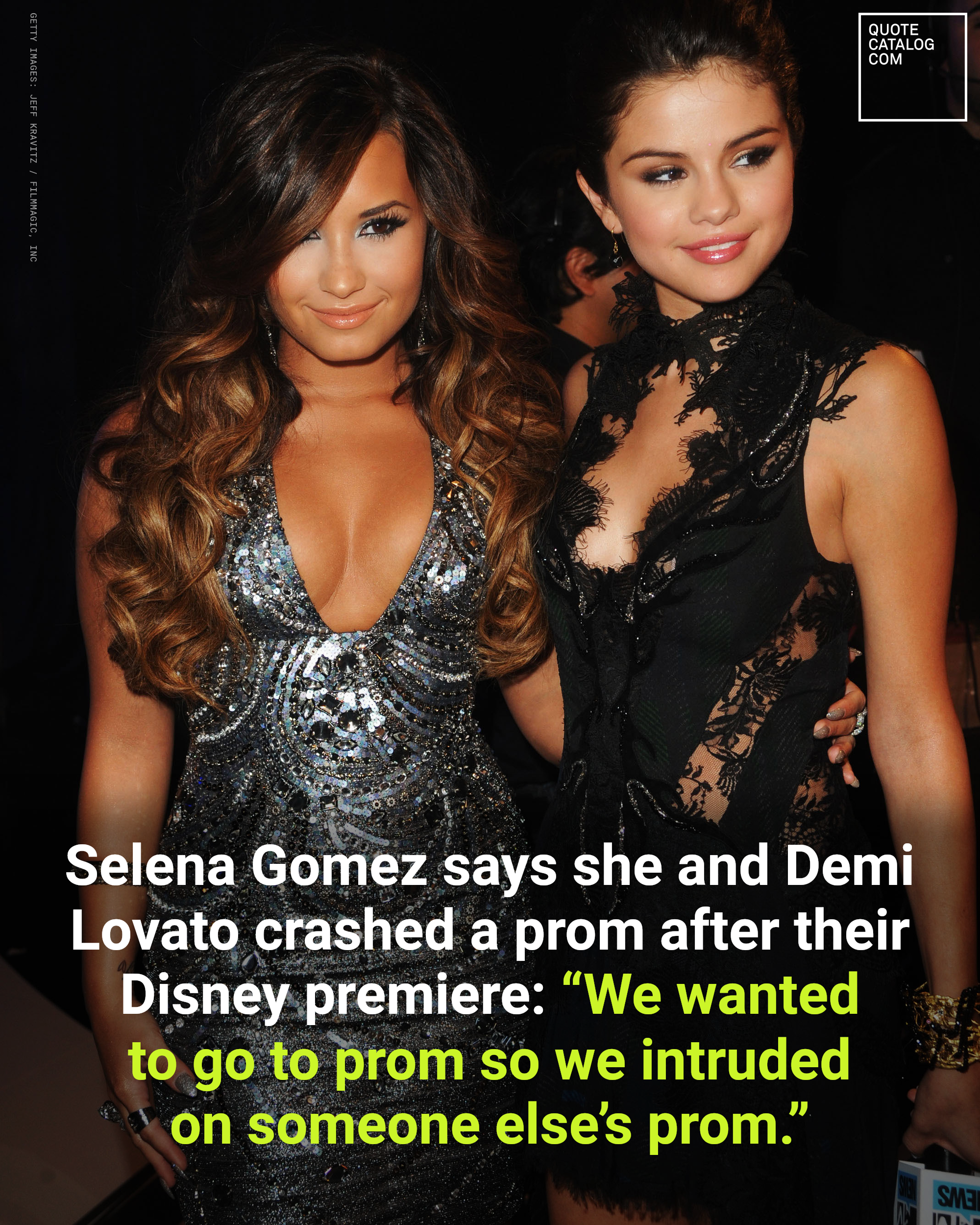 Selena Gomez and Demi Lovato posing together on a red carpet