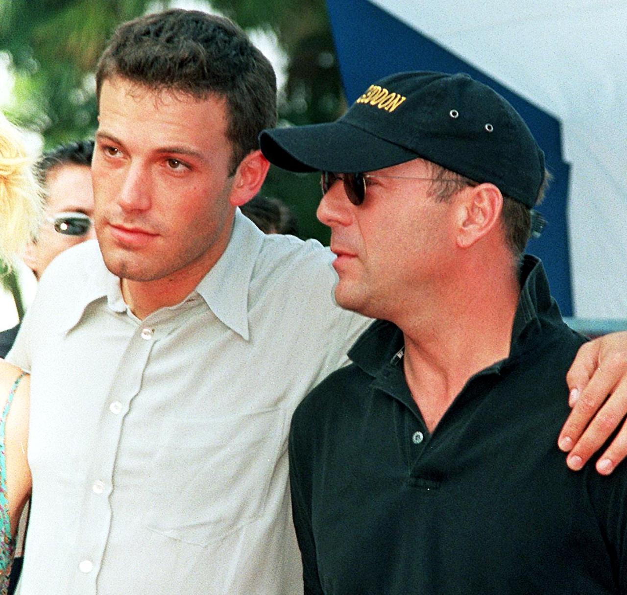 Ben Affleck and Bruce Willis arriving at the Armageddon world premiere at Kennedy Space Center in Florida in 1998