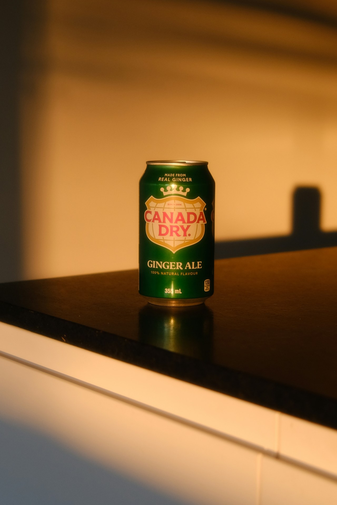 Close-up of Canada Dry ginger ale cans