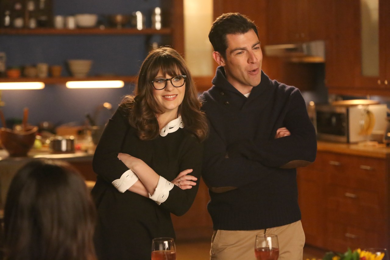 Zooey Deschanel and Max Greenfield in a scene from the New Girl Season 6 episode "Rumspringa"